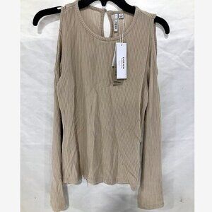 NEW Ever New Cold Shoulder Sweater sz small tan